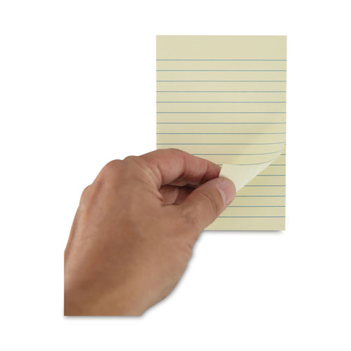 Image of Universal® Recycled Self-Stick Note Pads, Note Ruled, 4" X 6", Yellow, 100 Sheets/Pad, 12 Pads/Pack