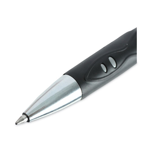 Image of Universal™ Comfort Grip Gel Pen, Retractable, Medium 0.7 Mm, Black Ink, Silver Barrel, Dozen