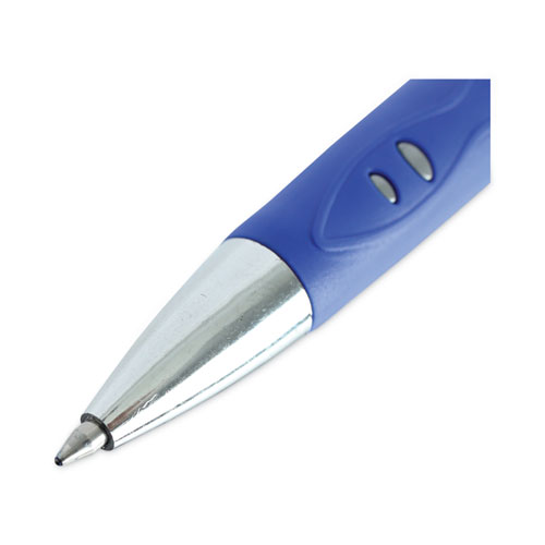 Image of Universal™ Comfort Grip Gel Pen, Retractable, Medium 0.7 Mm, Blue Ink, Silver Barrel, Dozen