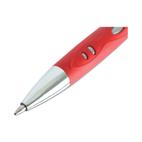 Image of Universal™ Comfort Grip Gel Pen, Retractable, Medium 0.7 Mm, Red Ink, Silver Barrel, Dozen