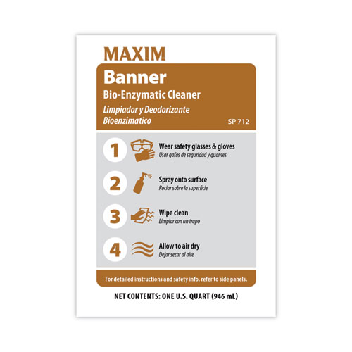 Image of Maxim® Banner Bio-Enzymatic Cleaner, Safe-To-Ship, Fresh Scent, 32 Oz Bottle, 6/Carton