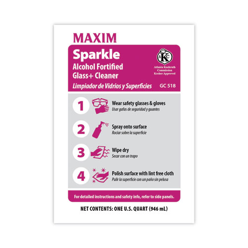 Image of Maxim® Rtu Sparkle Glass Cleaner, Safe-To-Ship, 32 Oz Bottle, 6/Carton