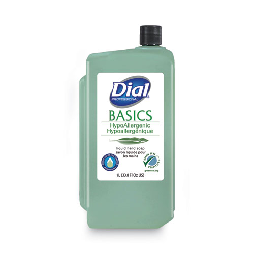 Dial® Professional Basics Mp Free Liquid Hand Soap, Unscented, 1 L Refill Bottle, 8/Carton