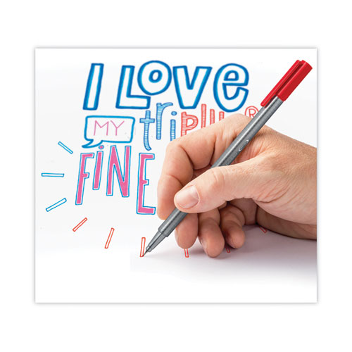Image of Staedtler® Triplus Fineliner Porous Point Pen, Stick, Extra-Fine 0.3 Mm, Assorted Ink Colors, Silver Barrel, 20/Pack