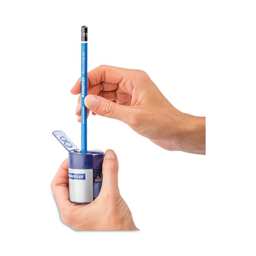 Image of Staedtler® Cylinder Handheld Pencil Sharpener, Two-Hole, 1.63 X 2.25, Blue/Silver