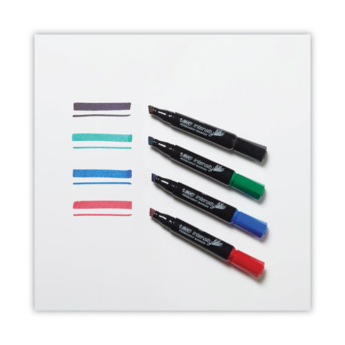 Image of Bic® Intensity Chisel Tip Permanent Marker, Broad Chisel Tip, Assorted Colors, Dozen