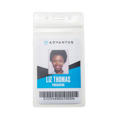 Image of Advantus Resealable Id Badge Holders, Vertical, Frosted 3.68" X 5" Holder, 2.62" X 3.75" Insert, 50/Pack