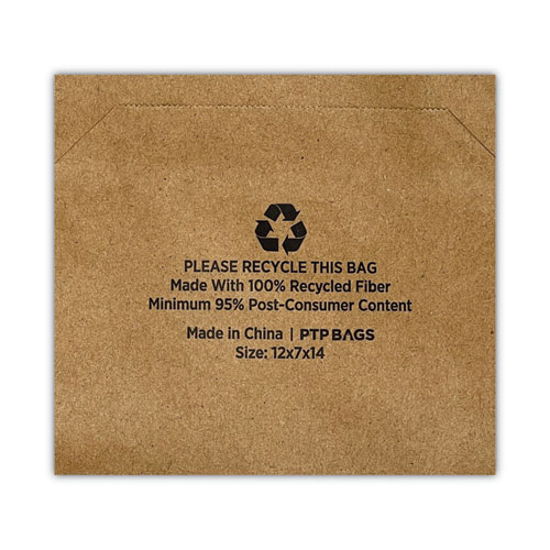 Image of Prime Time Packaging Kraft Paper Bags, 1/7Th Bbl 12 X 7 X 14, Natural, 300/Bundle