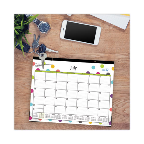 Image of Blue Sky® Teacher Dots Academic Desk Pad, 22 X 17, Black Binding, Clear Corners, 12-Month (July To June): 2023 To 2024