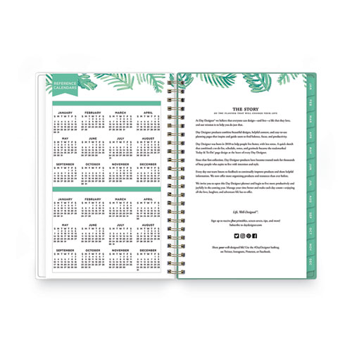 Image of Blue Sky® Day Designer Palms Weekly/Monthly Planner, Palms Artwork, 8 X 5, Green/White Cover, 12-Month (Jan To Dec): 2024