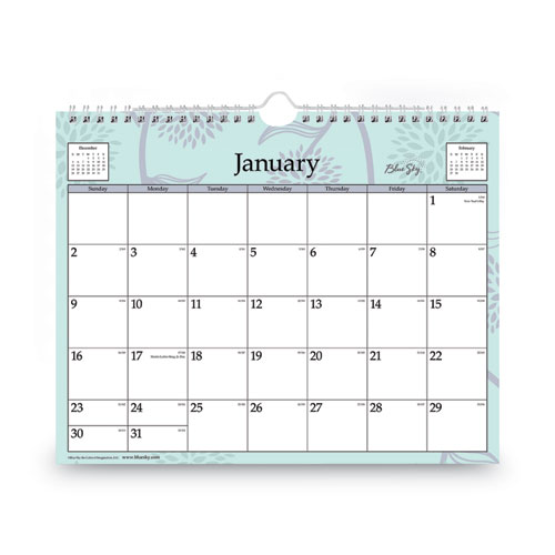 Image of Blue Sky® Rue Du Flore Wall Calendar, Rue Du Flore Artwork, 11 X 8.75, White/Jade/Lavender Sheets, 12-Month (Jan To Dec): 2024