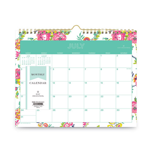 Day Designer Peyton Academic Wall Calendar Floral Artwork 11 X 8 75 