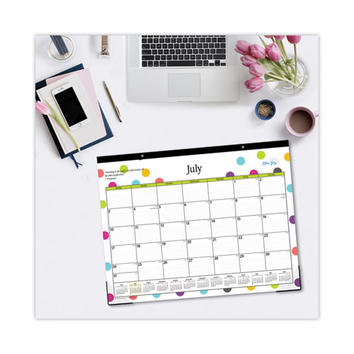 Image of Blue Sky® Teacher Dots Academic Desk Pad, 22 X 17, Black Binding, Clear Corners, 12-Month (July To June): 2023 To 2024