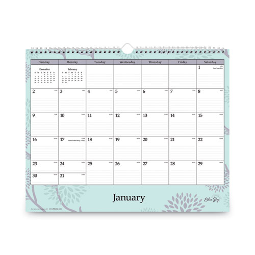 Image of Blue Sky® Rue Du Flore Wall Calendar, Rue Du Flore Artwork, 12 X 15, White/Jade/Lavender Sheets, 12-Month (Jan To Dec): 2024