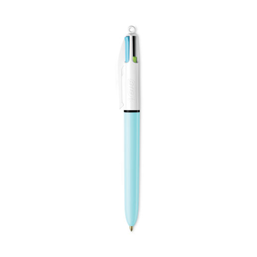 4-Color Multi-Color Ballpoint Pen, Retractable, Medium 1 mm, Lime/Pink/Purple/Turquoise Ink, Assorted Barrel Colors, 2/Pack