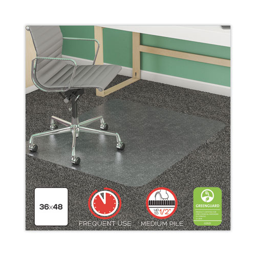 SuperMat Frequent Use Chair Mat, Med Pile Carpet, Roll, 45 x 53, Rectangular, Clear