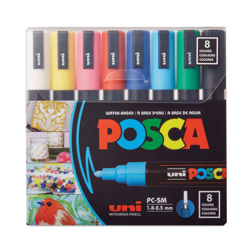POSCA™ Permanent Specialty Marker, Medium Bullet Tip, Assorted Colors,  8/Pack