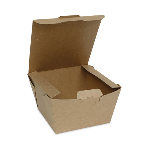 Image of Pactiv Evergreen Earthchoice Tamper Evident Onebox Paper Box, 4.5 X 4.5 X 3.25, Kraft, 200/Carton