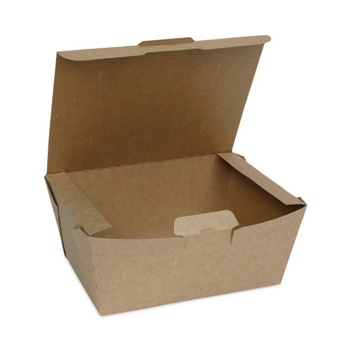 Image of Pactiv Evergreen Earthchoice Tamper Evident Onebox Paper Box, 6.54 X 4.5 X 3.25, Kraft, 160/Carton