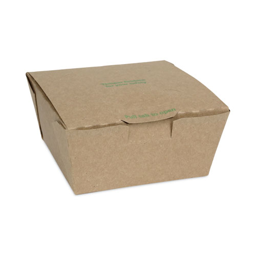 Image of Pactiv Evergreen Earthchoice Tamper Evident Onebox Paper Box, 4.5 X 4.5 X 2.5, Kraft, 312/Carton