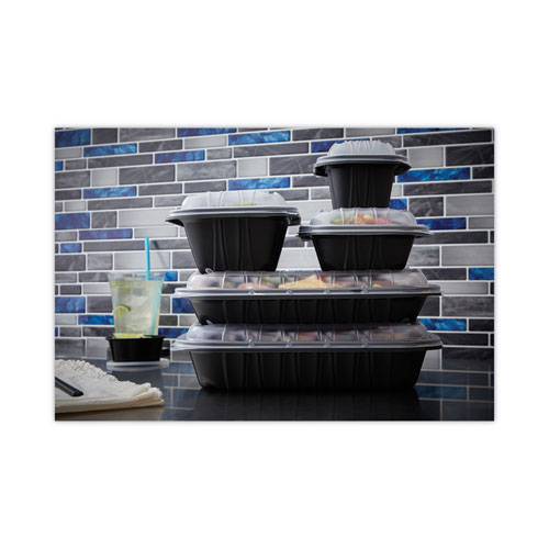 Image of Pactiv Evergreen Earthchoice Entree2Go Takeout Container, 48 Oz, 11.75 X 8.75 X 1.61, Black, Plastic, 200/Carton