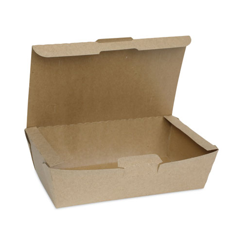 Image of Pactiv Evergreen Earthchoice Tamper Evident Onebox Paper Box, 9.04 X 4.85 X 2.75, Kraft, 162/Carton
