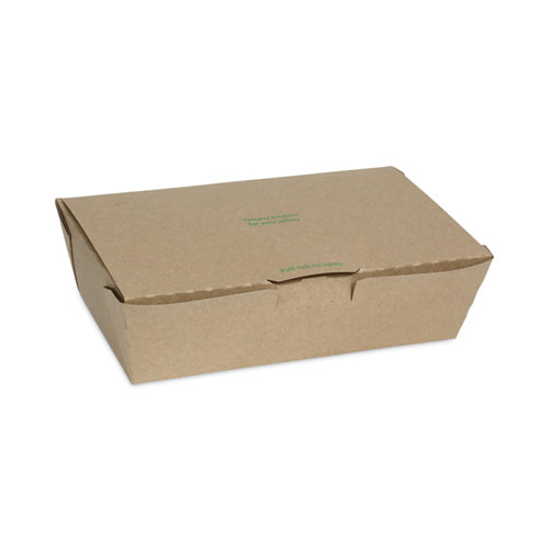 Image of Pactiv Evergreen Earthchoice Tamper Evident Onebox Paper Box, 9.04 X 4.85 X 2.75, Kraft, 162/Carton