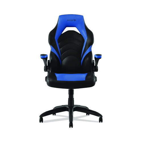 Vortex Bonded Leather Gaming Chair, Supports Up to 301 lbs, 17.9" to 21.6" Seat Height, Blue/Black, Black Base