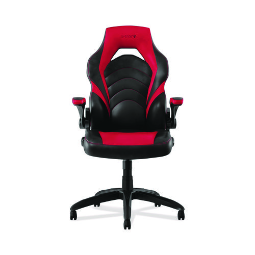 Vortex Bonded Leather Gaming Chair, Supports Up to 301 lbs, 17.9" to 21.6" Seat Height, Red/Black Back, Black Base