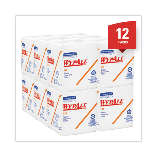 Image of Wypall® L30 Towels, Quarter Fold, 12.5 X 12, 90/Polypack, 12 Polypacks/Carton