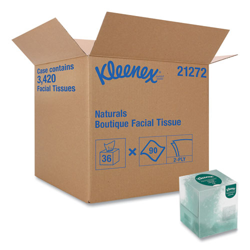 Kleenex® Naturals Facial Tissue for Business, BOUTIQUE POP-UP Box, 2-Ply, White, 95 Sheets/Box, 36 Boxes/Carton