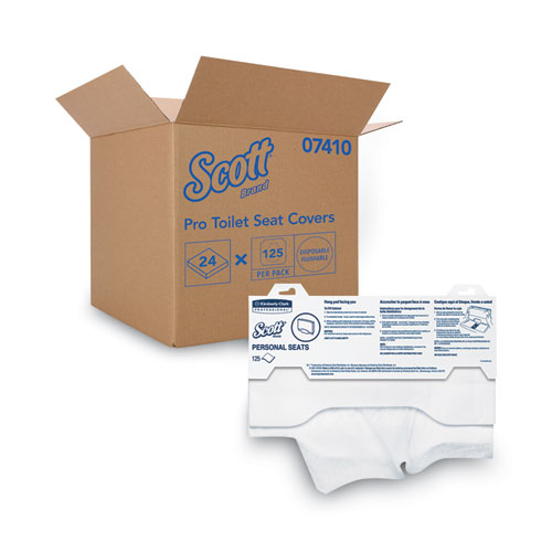 Scott® Personal Seats Sanitary Toilet Seat Covers, 15 x 18, White, 125/Pack