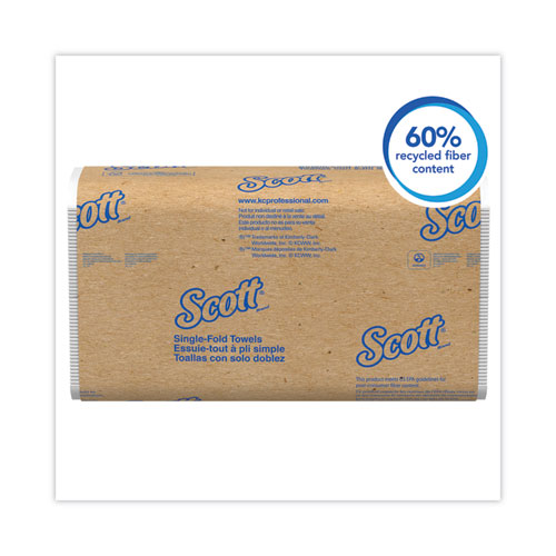 Image of Scott® Essential Single-Fold Towels, Absorbency Pockets, 9.3 X 10.5, 250/Pack, 16 Packs/Carton