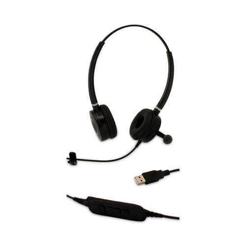 HS-WD-USB-2 Binaural Over The Head Headset, Black
