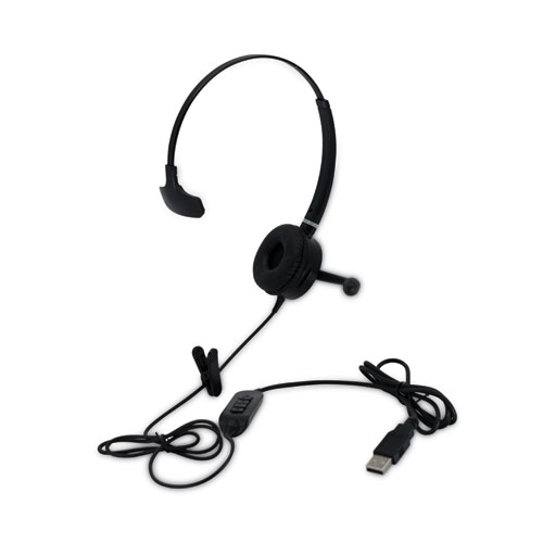 HS-WD-USB-1 Monaural Over The Head Headset, Black