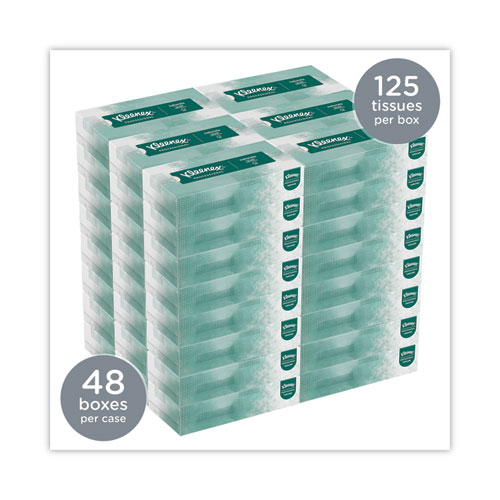 Image of Kleenex® Naturals Facial Tissue For Business, Flat Box, 2-Ply, White, 125 Sheets/Box, 48 Boxes/Carton
