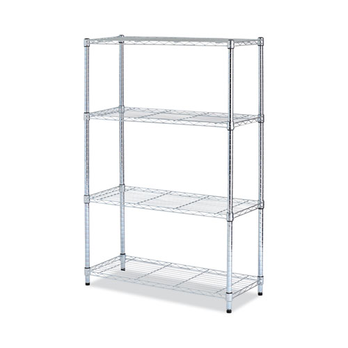 Image of Residential Wire Shelving, Four-Shelf, 36w x 14d x 54h, Silver