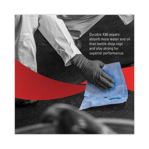 Image of Wypall® Power Clean X80 Heavy Duty Cloths, 11.1 X 16.8, Blue, 160 Wipers/Carton