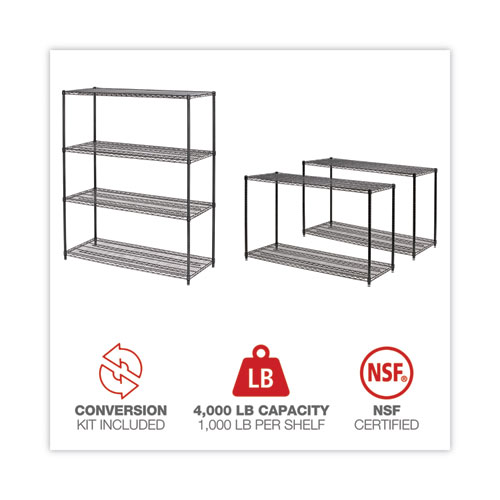 Image of All-Purpose Wire Shelving Starter Kit, Four-Shelf, 60w x 24d x 72h, Black Anthracite Plus