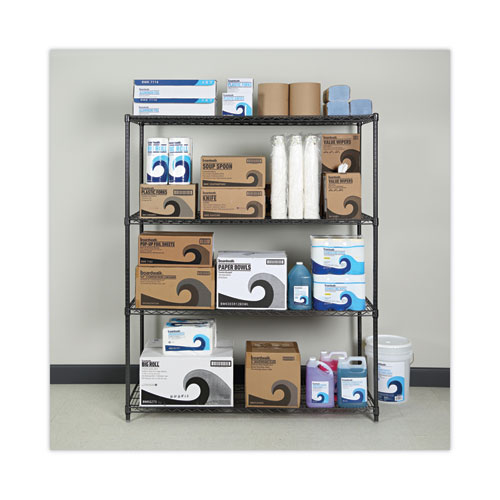 Image of All-Purpose Wire Shelving Starter Kit, Four-Shelf, 60w x 24d x 72h, Black Anthracite Plus