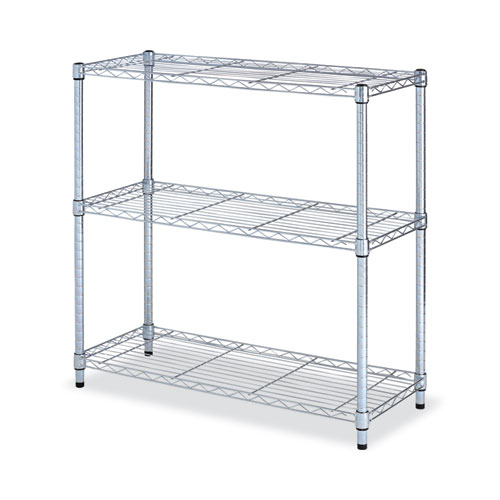 Image of Residential Wire Shelving, Three-Shelf, 36w x 14d x 36h, Silver