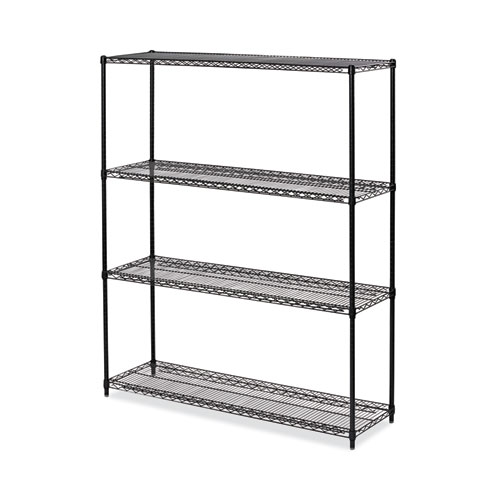 Image of All-Purpose Wire Shelving Starter Kit, Four-Shelf, 60w x 18d x 72h, Black Anthracite Plus