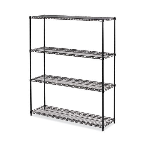 Image of Alera® All-Purpose Wire Shelving Starter Kit, Four-Shelf, 60W X 18D X 72H, Black Anthracite Plus