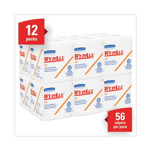 Image of Wypall® L40 Towels, 1/4 Fold, 12.5 X 12, White, 56/Box, 18 Packs/Carton