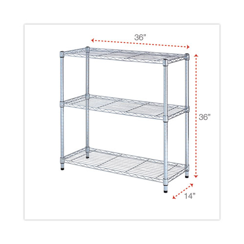 Image of Alera® Residential Wire Shelving, Three-Shelf, 36W X 14D X 36H, Silver
