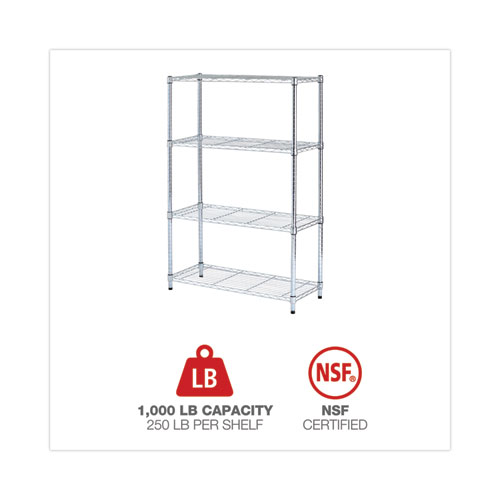 Image of Alera® Residential Wire Shelving, Four-Shelf, 36W X 14D X 54H, Silver