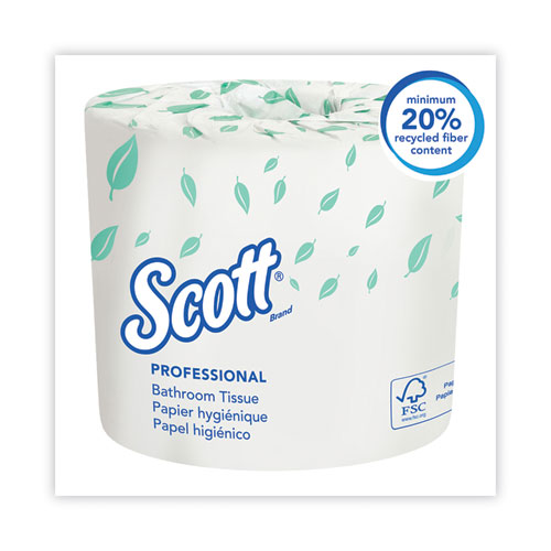 Image of Scott® Essential Standard Roll Bathroom Tissue For Business, Septic Safe, Convenience Carton, 2-Ply, White, 550/Roll, 20 Rolls/Ct