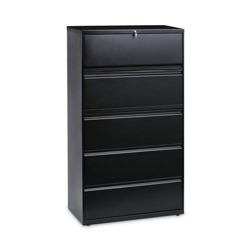 Lateral File, 5 Legal/Letter/A4/A5-Size File Drawers, Black, 36" x 18" x 64.25"