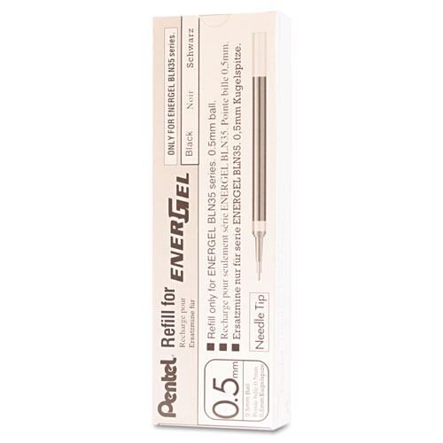 Image of Refill for Pentel EnerGel Retractable Liquid Gel Pens, Fine Needle Tip, Black Ink