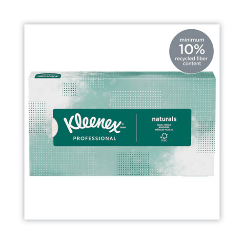 Image of Kleenex® Naturals Facial Tissue For Business, Flat Box, 2-Ply, White, 125 Sheets/Box, 48 Boxes/Carton